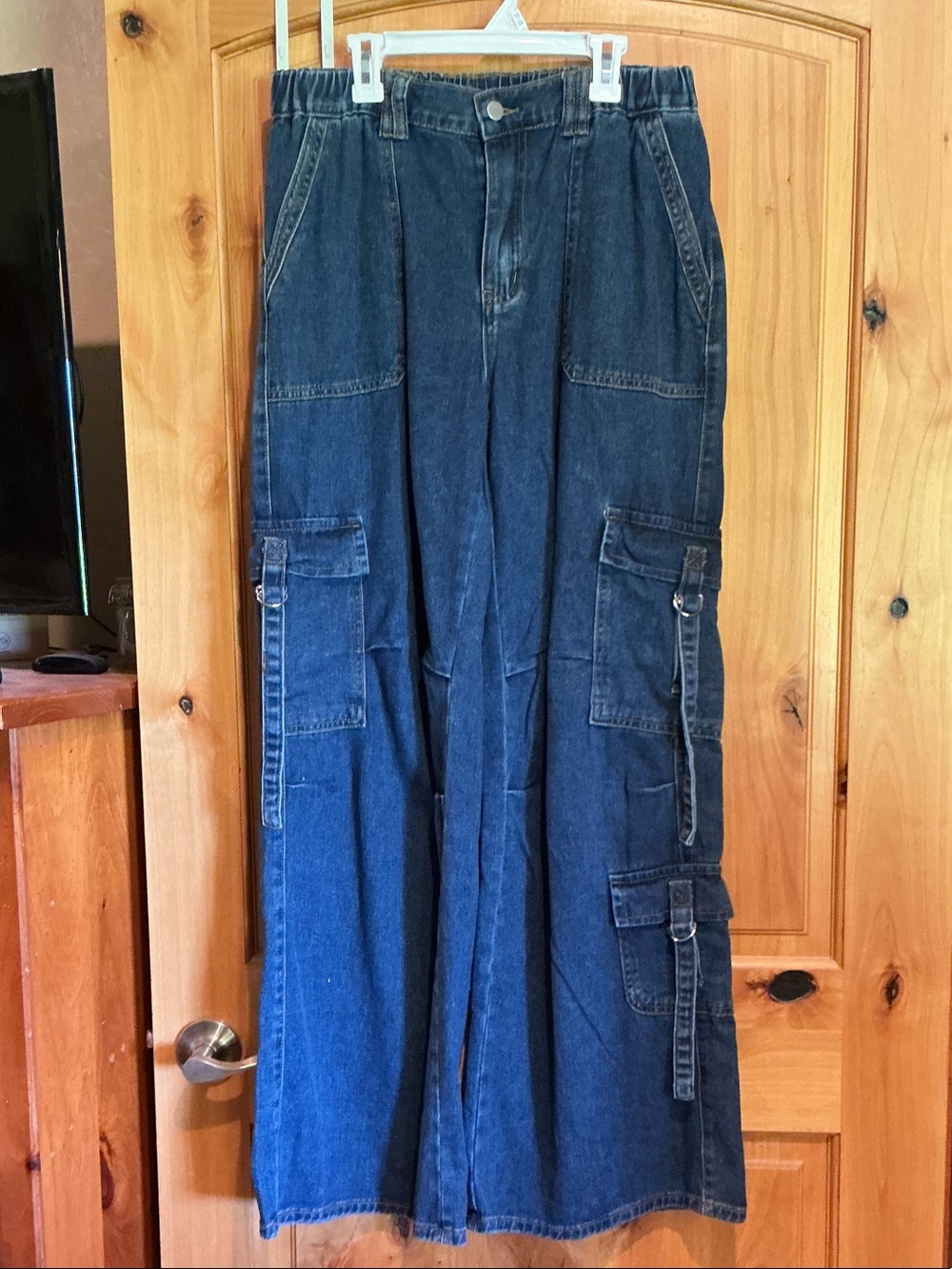 SHEIN Dark Blue Women’s  Cargo Denim Pants 30